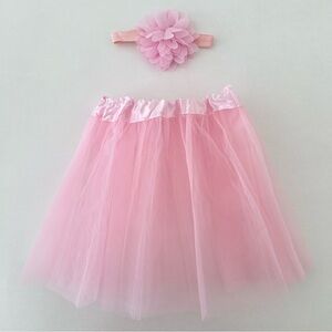 Pink Tulle Skirt and Headband Set - Newborn Photo Dress Up Outfit